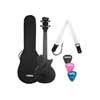 carbon fiber concert ukelele with softcase, strap and 3 picks, black