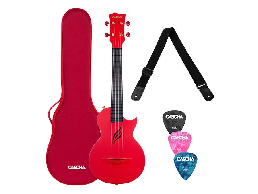 Cascha - HH 2280 - carbon fiber concert ukelele with softcase – Picks, Red