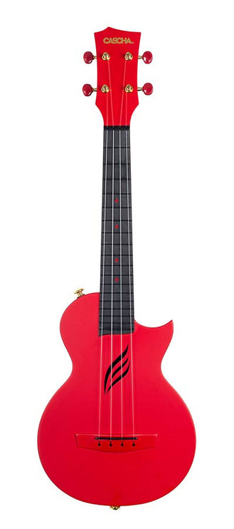 carbon fiber concert ukelele with softcase, strap and 3 picks, red