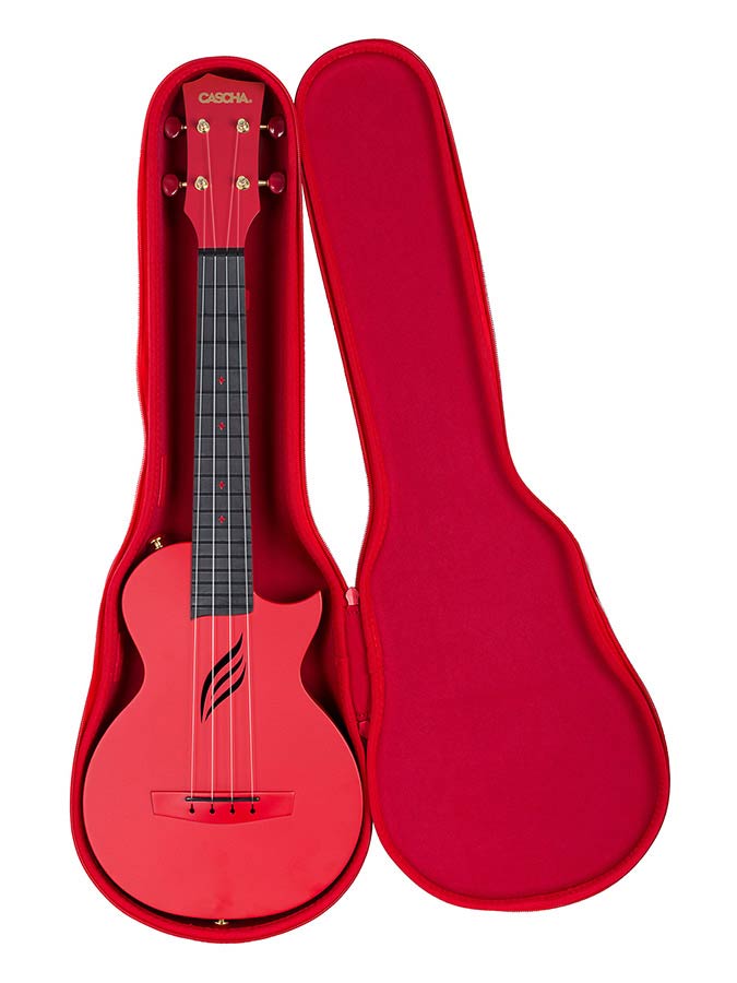 Cascha - HH 2280 - Carbon Fiber Concert Ukelele with Softcase - Red