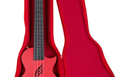 carbon fiber concert ukelele with softcase, strap and 3 picks, red