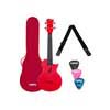 carbon fiber concert ukelele with softcase, strap and 3 picks, red