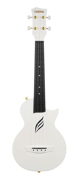 carbon fiber concert ukelele with softcase, strap and 3 picks, white