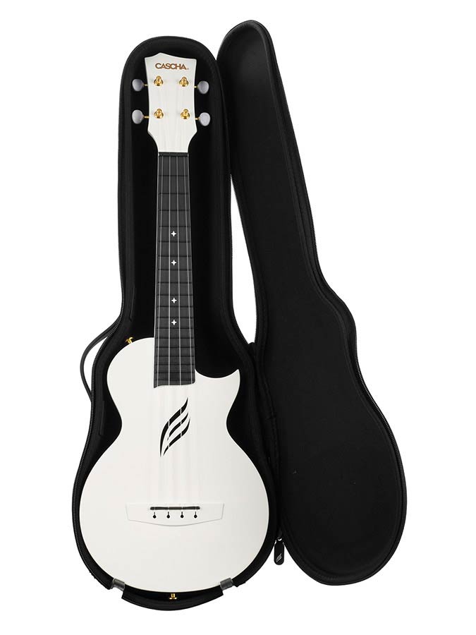 Cascha - HH 2286 - Carbon Fiber Concert Ukelele with Softcase - White