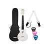 carbon fiber concert ukelele with softcase, strap and 3 picks, white