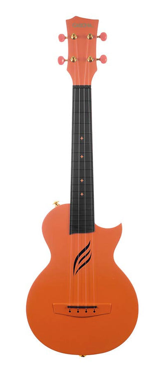 carbon fiber concert ukelele with softcase, strap and 3 picks, orange