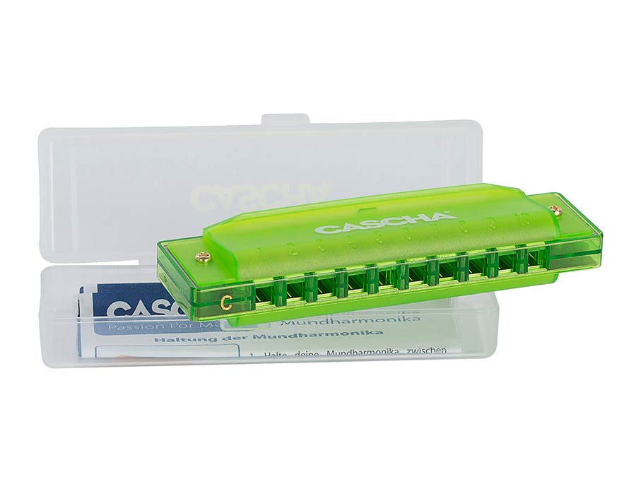 Cascha - HH 2274 - fun blues harmonica green, incl – Harmonica Green,