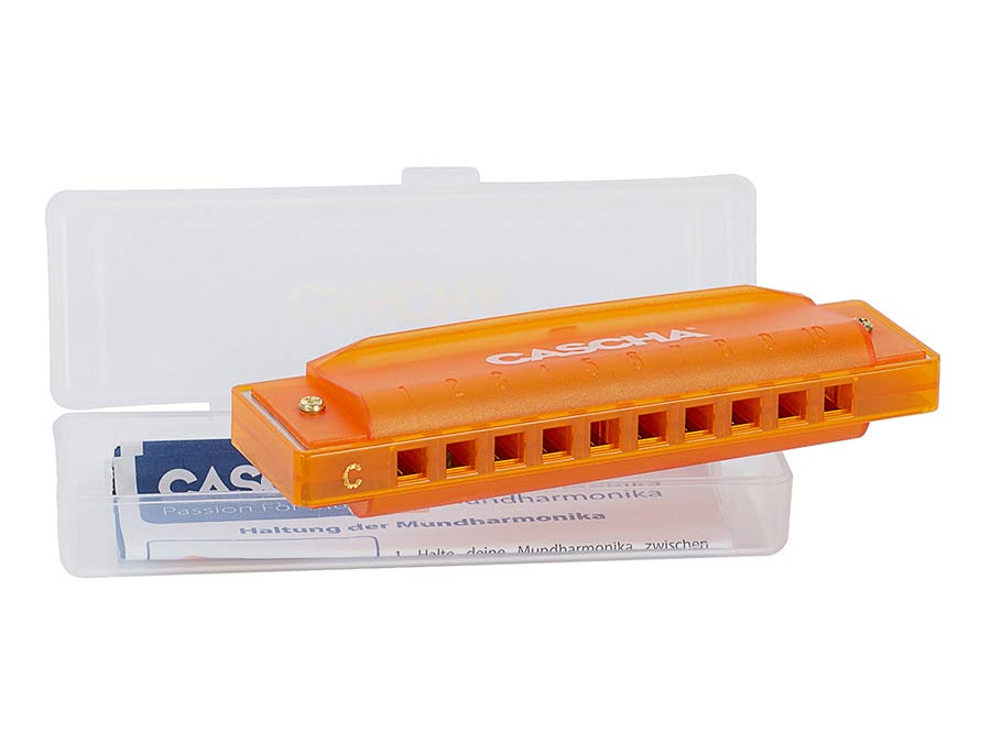 Cascha - HH 2276 - fun blues harmonica orange, incl – Harmonica Orange,