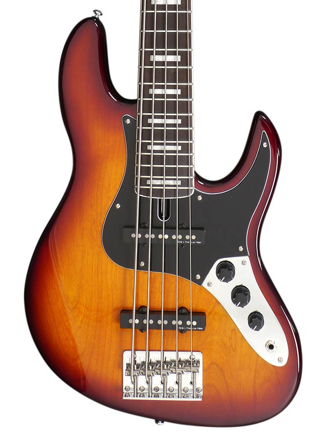 Sire Basses - V5.24 A5/ts - Alder 24 Fret 5-String Passive Bass Guitar – Tobacco Sunburst