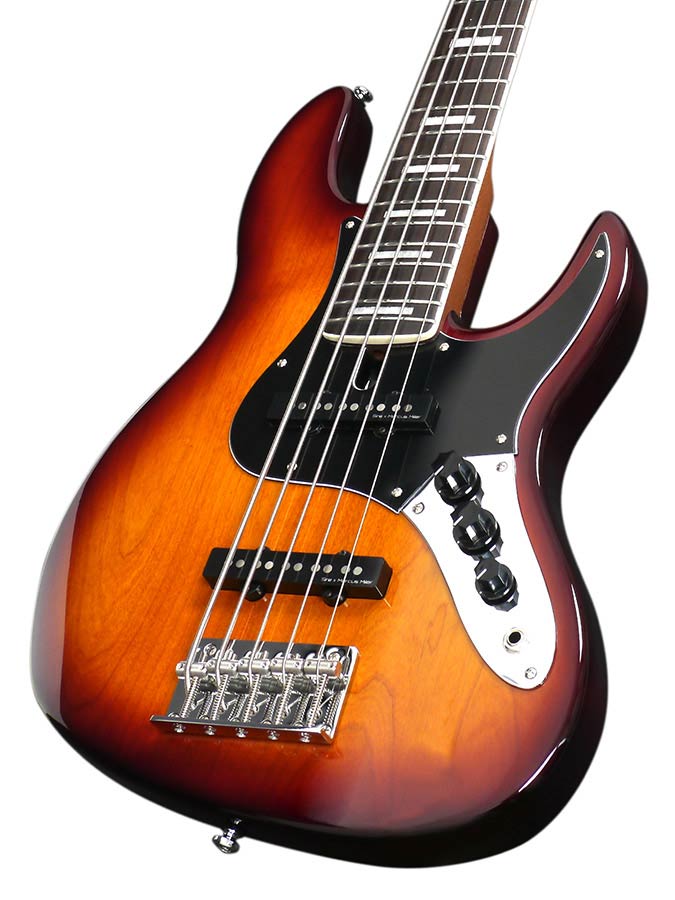 Sire Basses - V5.24 A5/ts - Alder 24 Fret 5-String Passive Bass Guitar – Tobacco Sunburst