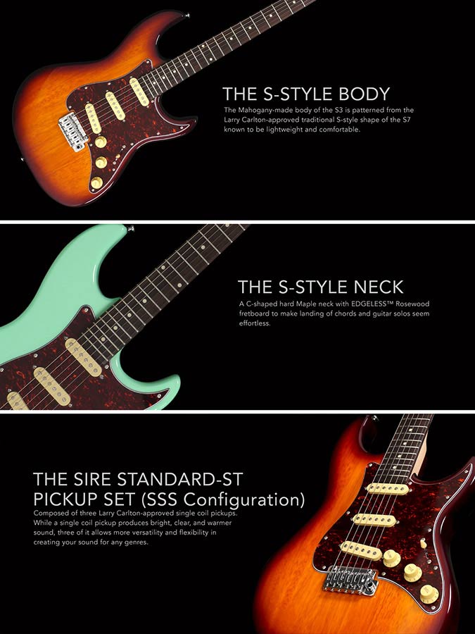 Sire Guitars - S3 Sss/ts - Electric Guitar S-Style – Tobacco Sunburst