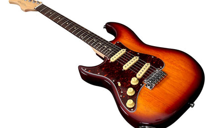 lefty electric guitar S-style tobacco sunburst