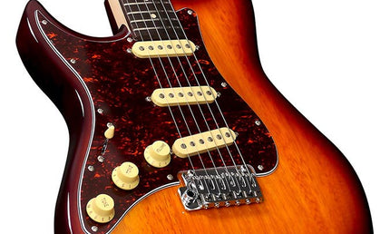 lefty electric guitar S-style tobacco sunburst