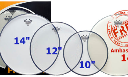 Remo - PP-0240-BE - ProPack (10", 12", 14" Emperor Clear + FREE 14" BA-0114-00)