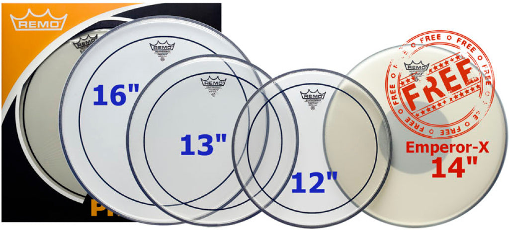 Remo - PP-0682-PS - ProPack (12", 13", 16" Pinstripe Clear + FREE BX-0114-00)