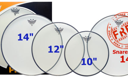 Remo - PP-0730-BA - ProPack (10", 12", 14" Ambassador Clear + FREE 14" SA-0114-00)