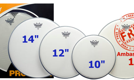 Remo - PP-1020-BE - ProPack (10", 12", 14" Emperor Coated + FREE 14" BA-0114-00)