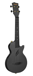 carbon fiber concert ukelele with pickup system, softcase, strap and 3 picks, black