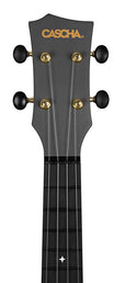 carbon fiber concert ukelele with pickup system, softcase, strap and 3 picks, black