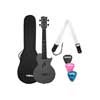 carbon fiber concert ukelele with pickup system, softcase, strap and 3 picks, black