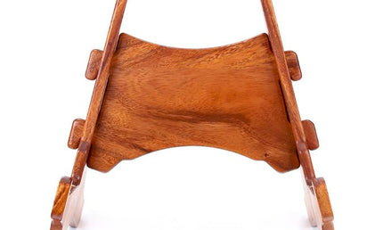 solid Trembesi wooden guitar stand with cork supports (small logo at back of the stand)