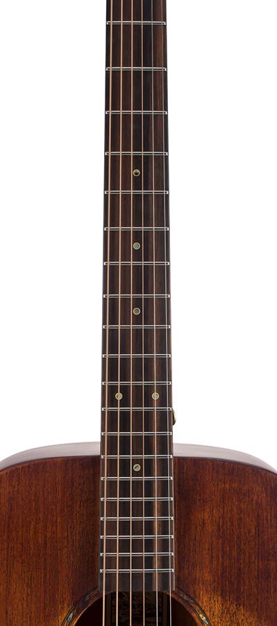 dreadnought guitar all solid mahogany, amara ebony fb, natural aged, with heavy duty bag