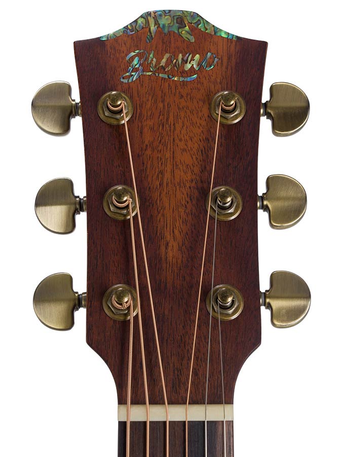 dreadnought guitar all solid mahogany, amara ebony fb, natural aged, with heavy duty bag
