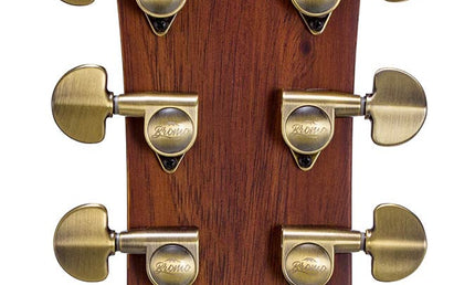 dreadnought guitar all solid mahogany, amara ebony fb, natural aged, with heavy duty bag