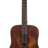 dreadnought guitar all solid mahogany, amara ebony fb, natural aged, with heavy duty bag
