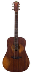 dreadnought guitar all solid mahogany, amara ebony fb, natural aged, with heavy duty bag