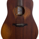 dreadnought guitar all solid mahogany, amara ebony fb, natural aged, with heavy duty bag
