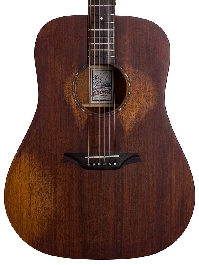 dreadnought guitar all solid mahogany, amara ebony fb, natural aged, with heavy duty bag