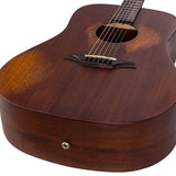 dreadnought guitar all solid mahogany, amara ebony fb, natural aged, with heavy duty bag