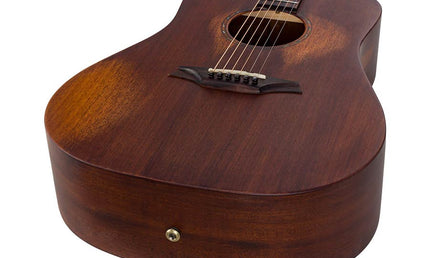 dreadnought guitar all solid mahogany, amara ebony fb, natural aged, with heavy duty bag