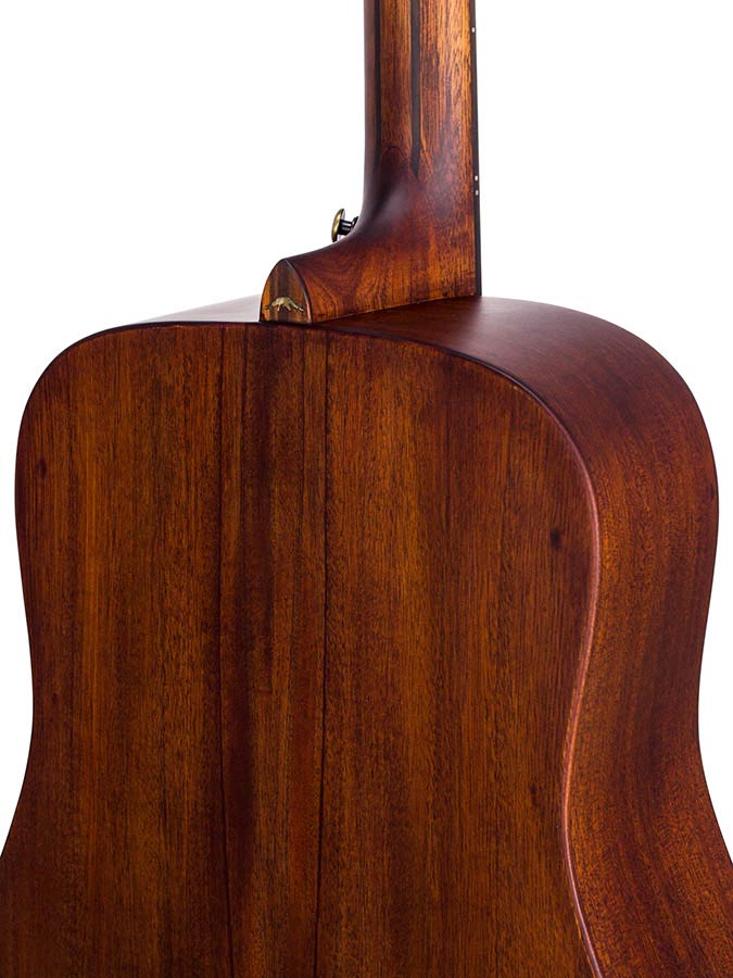dreadnought guitar all solid mahogany, amara ebony fb, natural aged, with heavy duty bag