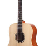 dreadnought guitar with solid spruce top, mahogany b&s, amara ebony fb, natural - plastic free