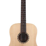dreadnought guitar with solid spruce top, mahogany b&s, amara ebony fb, natural - plastic free