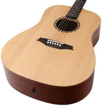 dreadnought guitar with solid spruce top, mahogany b&s, amara ebony fb, natural - plastic free