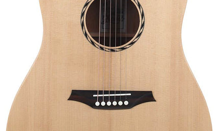 dreadnought guitar with solid spruce top, mahogany b&s, amara ebony fb, natural - plastic free
