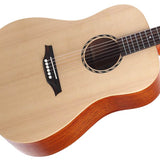 dreadnought guitar with solid spruce top, mahogany b&s, amara ebony fb, natural - plastic free