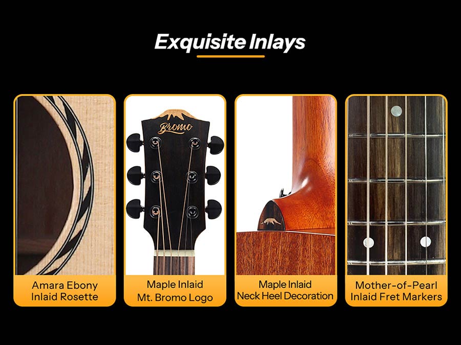 dreadnought guitar with solid spruce top, mahogany b&s, amara ebony fb, natural - plastic free