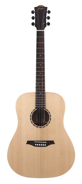lefthanded dreadnought guitar, solid spruce top, mahogany b&s, amara ebony fb, natural-plastic free