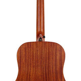 lefthanded dreadnought guitar, solid spruce top, mahogany b&s, amara ebony fb, natural-plastic free