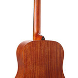 lefthanded dreadnought guitar, solid spruce top, mahogany b&s, amara ebony fb, natural-plastic free