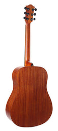 lefthanded dreadnought guitar, solid spruce top, mahogany b&s, amara ebony fb, natural-plastic free