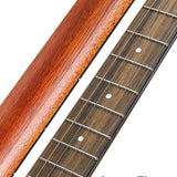 lefthanded dreadnought guitar, solid spruce top, mahogany b&s, amara ebony fb, natural-plastic free