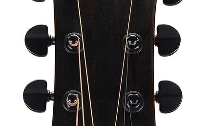 lefthanded dreadnought guitar, solid spruce top, mahogany b&s, amara ebony fb, natural-plastic free