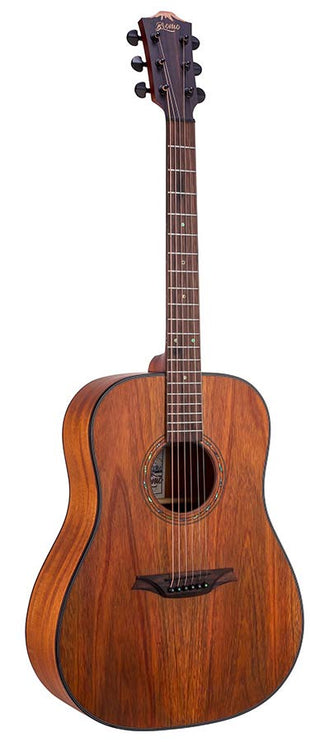 dreadnought guitar with solid mahogany top, mahogany back & sides, amara ebony fb, natural