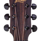 dreadnought guitar with solid mahogany top, mahogany back & sides, amara ebony fb, natural
