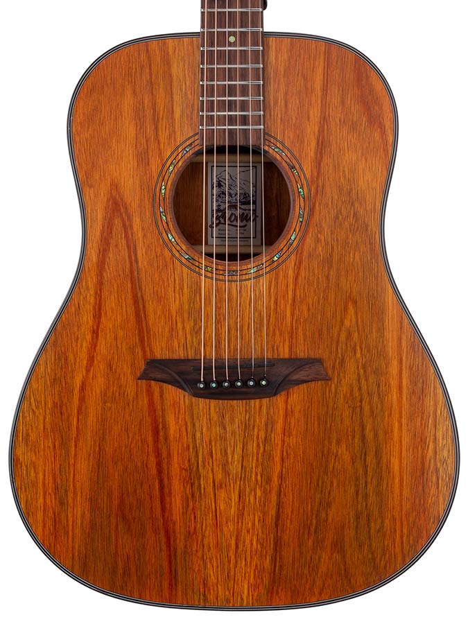 dreadnought guitar with solid mahogany top, mahogany back & sides, amara ebony fb, natural